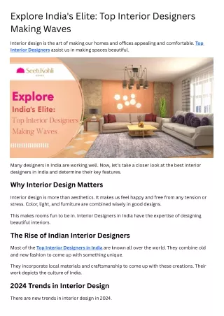 Explore India's Elite Top Interior Designers Making Waves