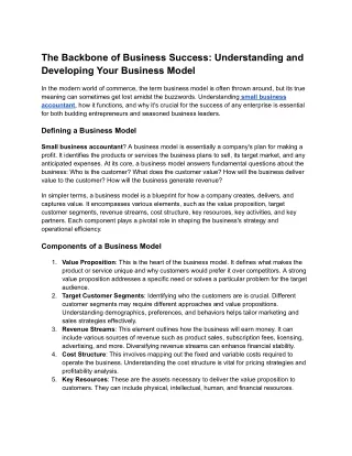 The Backbone of Business Success_ Understanding and Developing Your Business Model