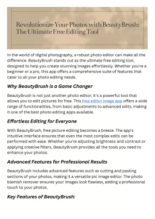 Revolutionize Your Photos with BeautyBrush: The Ultimate Free Editing Tool