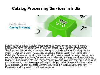 Catalog Processing Services in India