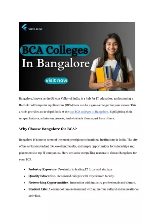 BCA Colleges In Bangalore