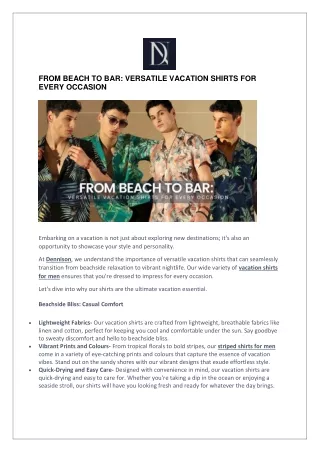 From Beach to Bar: Versatile Vacation Shirts for Every Occasion