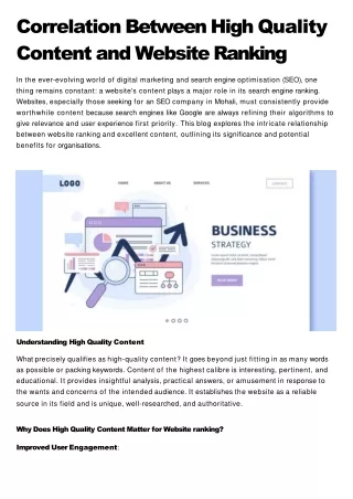 Correlation Between High Quality Content and Website Ranking