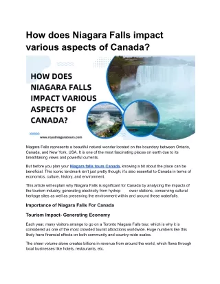 How Niagara Falls Impacts Various Aspects of Canada