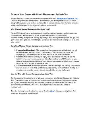 AIMA Testing and Assessment Solutions | MAT | RMAT | UGAT & AMT Certification