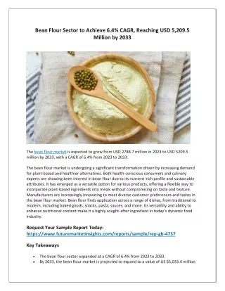 Global Projection for Bean Flour Market Growth: USD 2788.7 Million to USD 5209.5