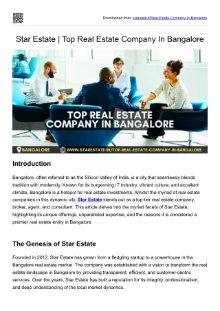 Star Estate Top Real Estate Company, Broker, Agent, Consultant In Bangalore