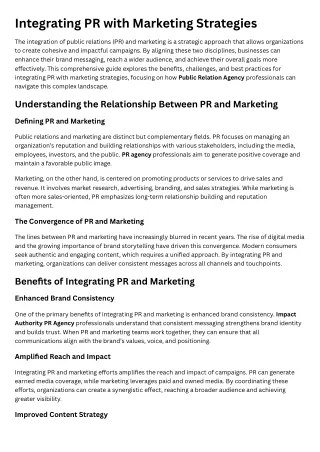 Integrating PR with Marketing Strategies