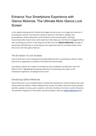 Enhance Your Smartphone Experience with Glance Motorola_ The Ultimate Moto Glance Lock Screen