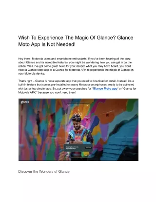 Wish To Experience The Magic Of Glance? Glance Moto App Is Not Needed!