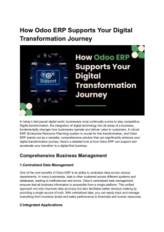 How Odoo ERP Supports Your Digital Transformation Journey