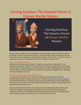 Carving Emotion The Emotive Power of Human Marble Statues