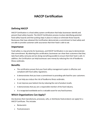 haccp training