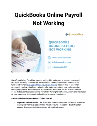 QuickBooks Online Payroll Not Working