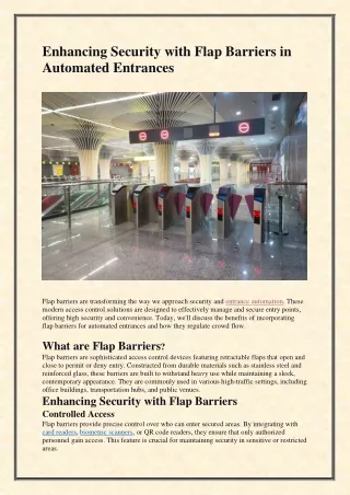 Enhancing Security with Flap Barriers in Automated Entrances