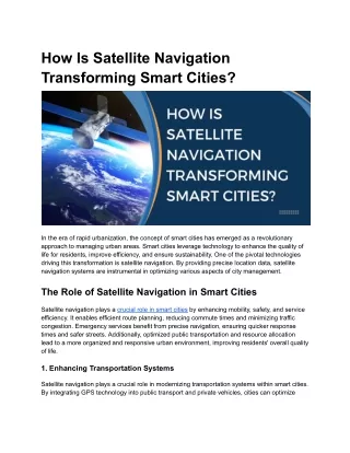 How Is Satellite Navigation Transforming Smart Cities