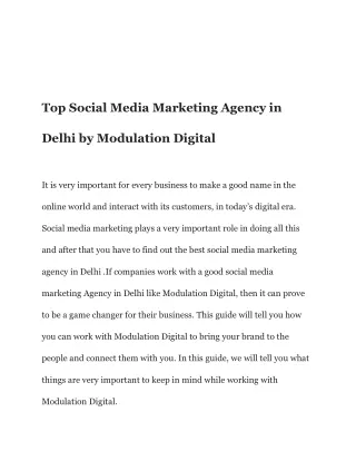 Top Social Media Marketing Agency in Delhi by Modulation Digital