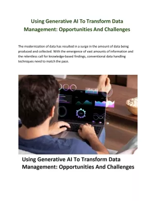 Using Generative AI To Transform Data Management: Opportunities And Challenges