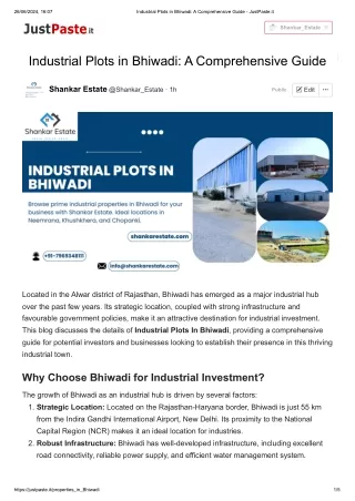 Industrial Plots in Bhiwadi_ A Comprehensive Guide