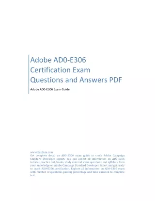 Adobe AD0-E306 Certification Exam Questions and Answers PDF