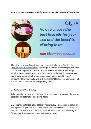 How to choose the best face oils for your skin and the benefits of using them