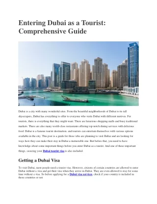 Entering Dubai as a Tourist Comprehensive Guide