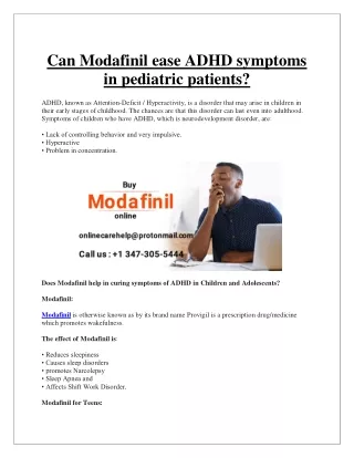 Can Modafinil ease ADHD symptoms in pediatric patients? | Buy Modafinil 200mg On