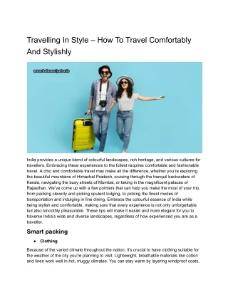 Travelling In Style – How To Travel Comfortably And Stylishly