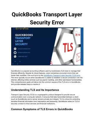 QuickBooks Transport Layer Security Error