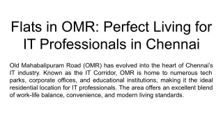 Flats in OMR_ Perfect Living for IT Professionals in Chennai