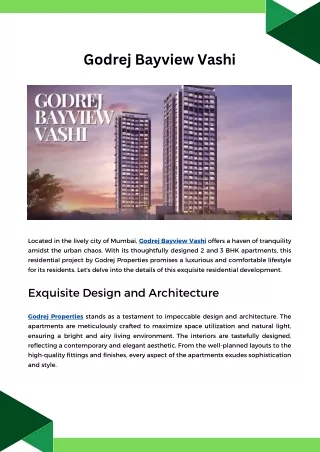 Godrej Bayview Vashi | 2 and 3 BHK Apartments