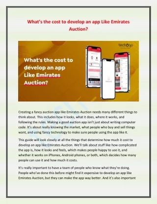 What’s the cost to develop an app Like Emirates Auction?