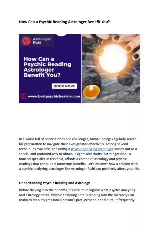 How Can a Psychic Reading Astrologer Benefit You