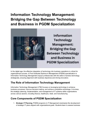 Information Technology Management_ Bridging the Gap Between Technology and Business in PGDM Specialization