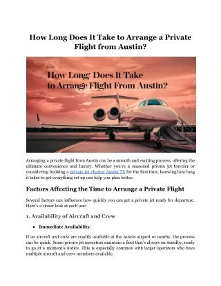 How Long Does It Take to Arrange a Private Flight from Austin?
