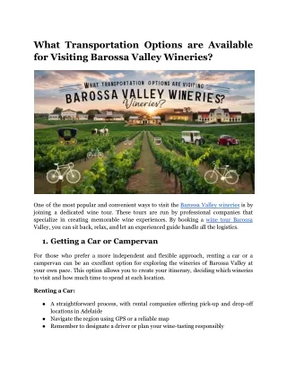 What Transportation Options are Available for Visiting Barossa Valley Wineries?
