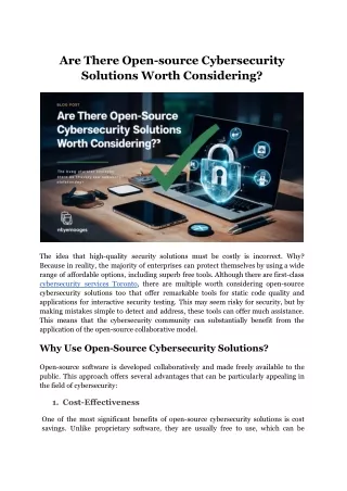 Are There Open-source Cybersecurity Solutions Worth Considering?