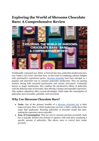 Exploring the World of Shrooms Chocolate Bars_ A Comprehensive Review