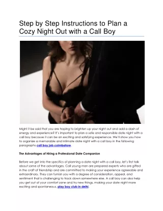 Step by Step Instructions to Plan a Cozy Night Out with a Call Boy