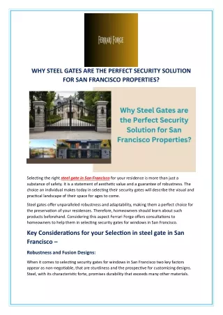 WHY STEEL GATES ARE THE PERFECT SECURITY SOLUTION FOR SAN FRANCISCO PROPERTIES?