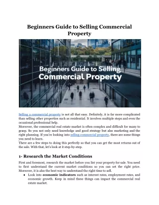Beginners Guide to Selling Commercial Property