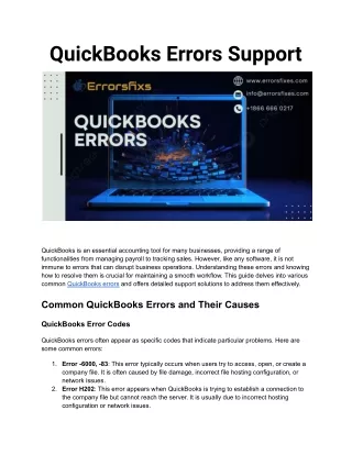 QuickBooks Errors Support