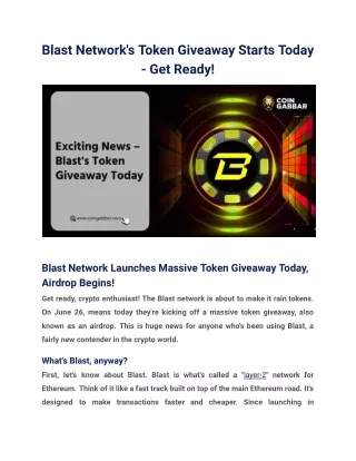 Blast Network's Token Giveaway Starts Today - Get Ready! (1)