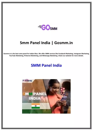 Smm Panel India | Gosmm.in