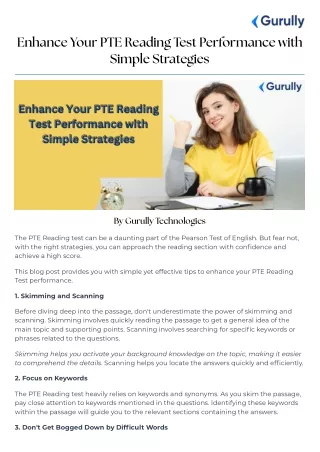 Enhance Your PTE Reading Test Performance with Simple Strategies