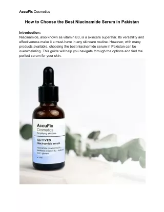 How to Choose the Best Niacinamide Serum in Pakistan