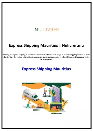 Express Shipping Mauritius | Nulivrer.mu