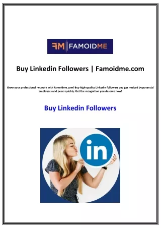 Buy Linkedin Followers | Famoidme.com