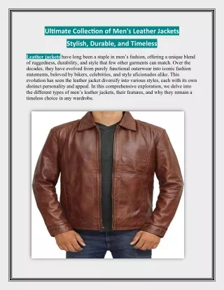 Top Men's Leather Jackets: Stylish, Durable, and Timeless